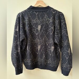 Women's Sweater - Black with Gold Metallic Thread - Size L